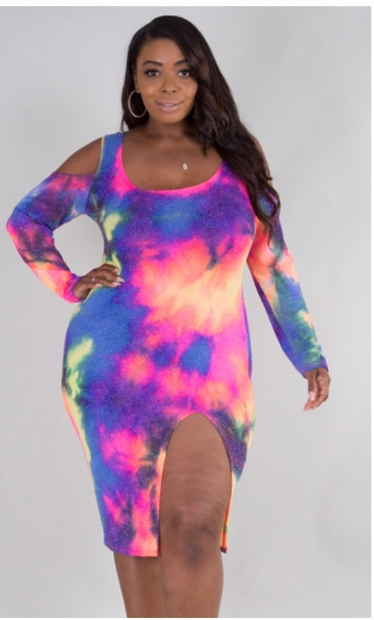 Curvy Tie Dye Splash Dress