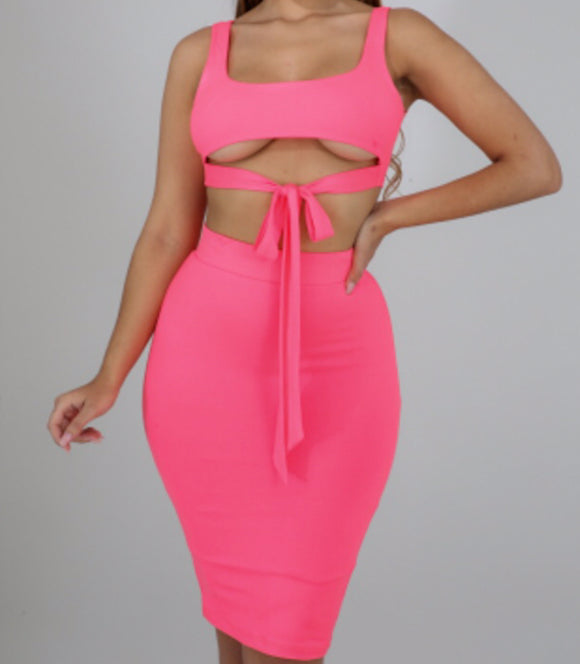 Neon Pink Two Piece Set