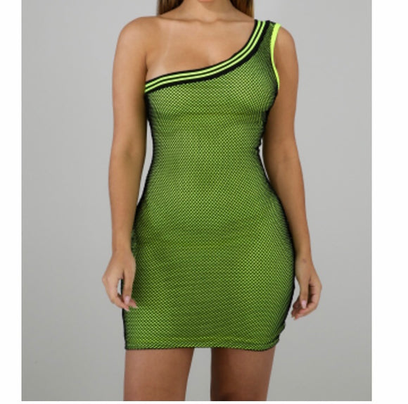 Neon Green Netted Dress