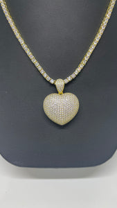 Tennis Heart Necklace Gold