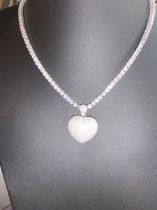 Silver Heart Tennis Necklace