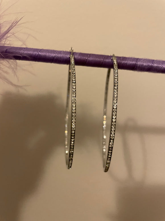 Silver Bling Hoops (Thin)